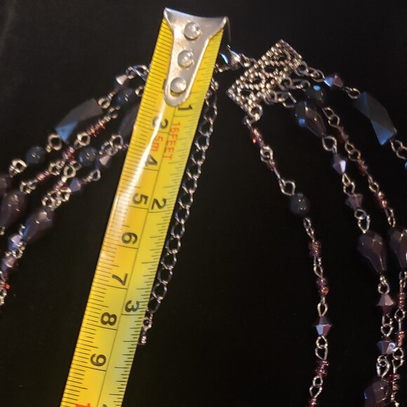 Retro Lightweight Beaded and Silver Tone 4-Strand Tiered Necklace - Picture 9 of 9